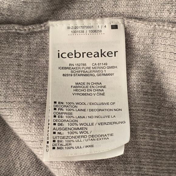 Icebreaker 100% Merino Wool Men's Sweater Large Gray lightweight Crew Neck - Picture 6 of 7